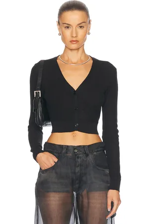 ENZA COSTA Linen Open Knit Cropped V-Neck Cardigan in - . Size L (also in ).