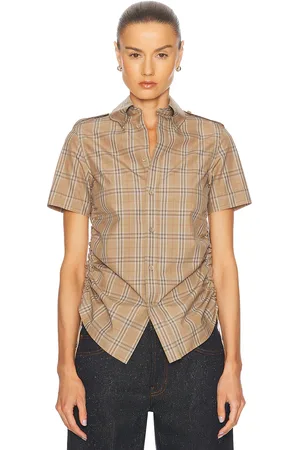 Burberry Button Up Top in - Tan. Size 4 (also in 6).