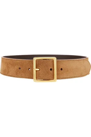 NILI LOTAN Marcela Belt in Martora & Antique Gold in - Cognac. Size 65 (also in 70, 80, 85).