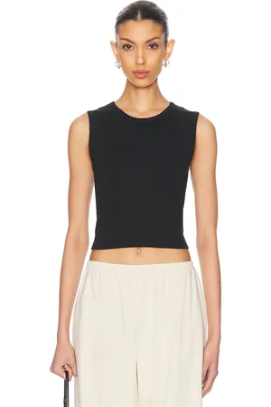 Leset Pointelle Sleeveless Crewneck Top in - . Size L (also in M, S, XL, XS).
