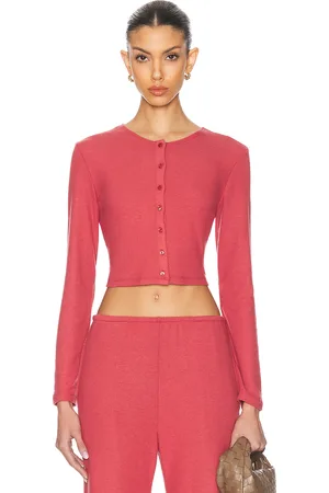 Leset Lauren Crop Cardigan in - Rose. Size L (also in M, S, XS).