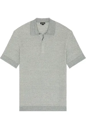 Ermenegildo Zegna Cotton Linen And Silk Polo in - Grey. Size 48 (also in 52).