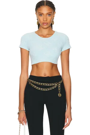 CHANEL Velour Crop Top in - Baby Blue. Size 38 (also in ).
