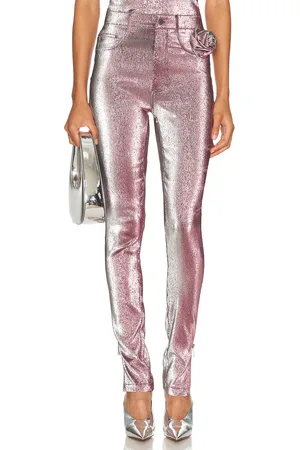 AREA Stretch Lame Rosette Legging in - Pink. Size L (also in M, XS).