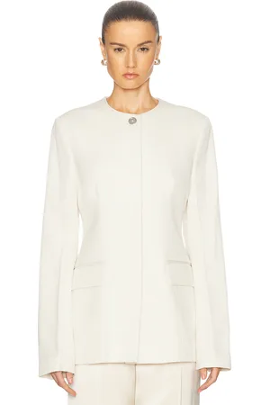 Totême Collarless Cinched Jacket in - Cream. Size 40 (also in ).