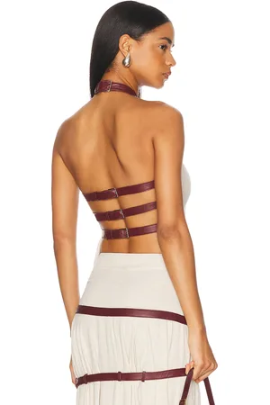 MIMCHIK Triple Belt Halter in - Cream,Wine. Size 0 (also in ).