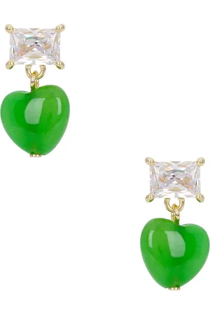 COMPLETEDWORKS Heart Bead & Cz Earrings in - Green. Size all.