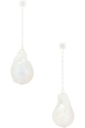 COMPLETEDWORKS Baroque Pearl & Cz Earrings in - Ivory. Size all.