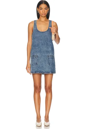 SER.O.YA Rayna Overall Dress in - Blue. Size L (also in M, S, XL, XS).