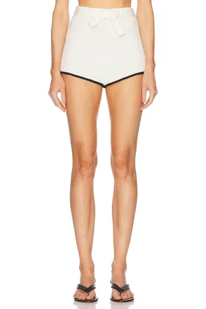 La Porte French Tipped Hot Short in - White. Size L (also in S, XS).