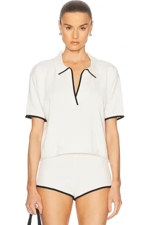 La Porte Josie Boxy Knit Polo Top in - White. Size S (also in XS).
