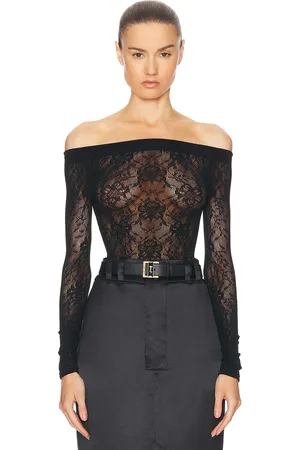 Saint Laurent Lace Off The Shoulder Bodysuit in - Black. Size S (also in ).
