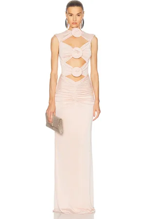 MARIANNA SENCHINA Tender Maxi Dress in - Metallic Neutral. Size L (also in M, S, XS).