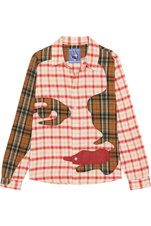 KIDSUPER STUDIOS Patchwork Face Flannel Shirt in - . Size L (also in M, S, XL).