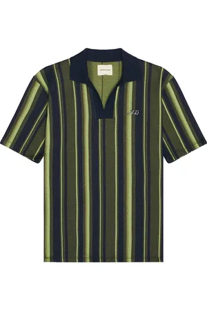 Nicholas Daley Rugby Striped Polo in - Navy, Green. Size L (also in M, XL).