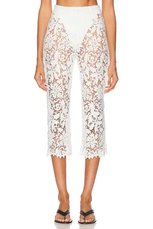 La Porte Gabrielle Lace Capri Pant in - White. Size L (also in ).