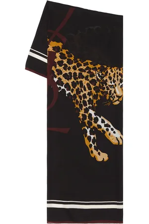 Saint Laurent Carre Leo Gros Cassa Scarf in - Black. Size all.