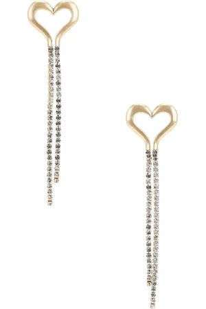 AREA Heart Fringe Earrings in - Metallic . Size all.