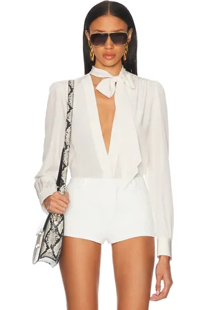 Tom Ford Lavalliere Long Sleeve Top in - White. Size 34 (also in 36, 38, 40).