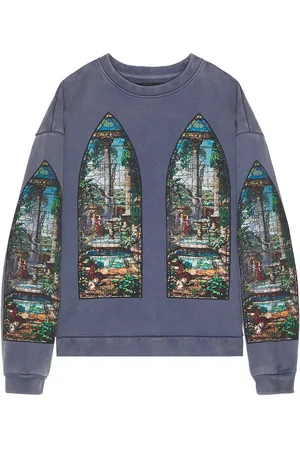 Who Decides War by Ev Bravado Apparent Crewneck Sweater in - Blue. Size L (also in M, S, XL/1X).