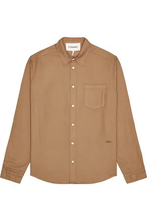 Frame One-Pocket Brushed Flannel in - Taupe. Size L (also in ).