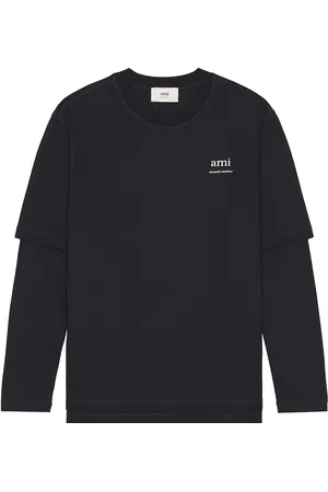 Ami Long Sleeve T-Shirt in - Navy. Size L (also in M, S, XL/1X).