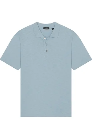 THEORY Bron Short Sleeve Polo in - Baby Blue. Size L (also in M, S, XXL/2X).