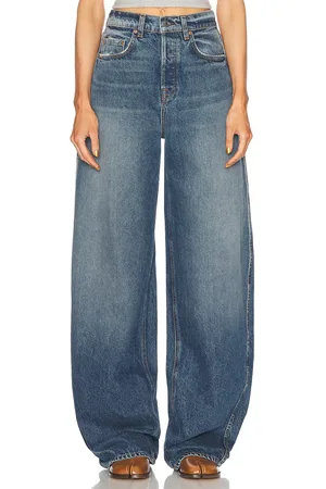 GRLFRND Paola Barrel Leg Long Inseam in - Blue. Size 23 (also in 24, 25, 26, 27, 28, 29, 30, 32).