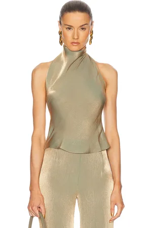PRISCAVera Bias Halter Top in - Olive. Size XS (also in ).