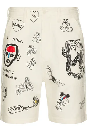 Kardo X Monitaly Tattoo Shorts in - Cream. Size L (also in M, XL/1X).