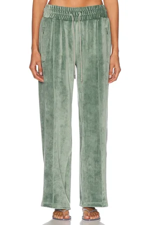 PRISCAVera Velour Track Pant in - Sage. Size L (also in M, S).