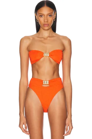 La Porte Kate Bandeau Hardware Bikini Top in - Orange. Size M (also in XS).