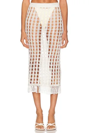 Calle Del Mar Crochet Skirt in - Ivory. Size L (also in M, S).