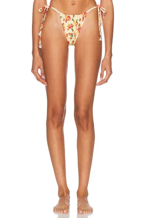 La Porte Kourtney Bikini Bottom in - Lemon,Orange. Size L (also in S, XS).