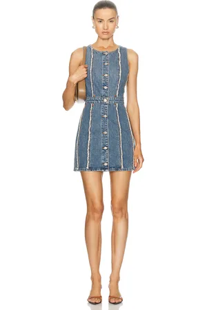 RE/DONE Fray Denim Dress in - Denim-Medium. Size M (also in ).