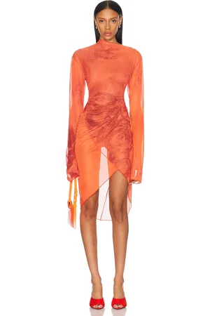 Jade Cropper Draped Twisted Dress in - Red. Size 34 (also in 40).