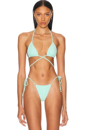 Bananhot Bell Bikini Top in - Teal. Size L (also in M, S, XS).