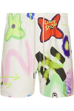 Oas Flower Shop Swim Short in - Ivory. Size L (also in M, S, XL/1X).