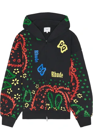 Rhude Bandana Print Full Zip Hoodie in - Black. Size L (also in M, S, XL/1X).
