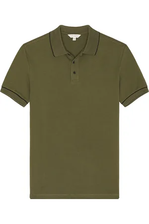 CLUB MONACO Tipped Pique Polo in - Olive. Size L (also in M, S, XL/1X).
