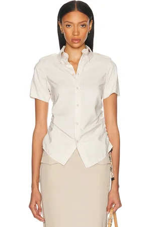 Burberry Button Up Top in - Beige. Size 0 (also in 6).