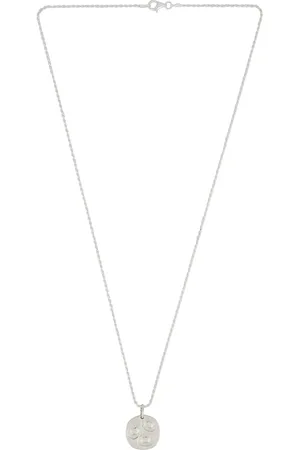 Bleue Burnham Oval Chloroplast Pendant Impression in - Metallic Silver. Size 20in (also in ).