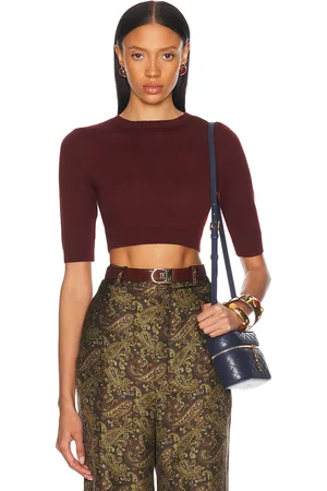 Saint Laurent Cropped Top in - Wine. Size L (also in M, S, XL, XS).