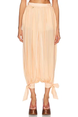 Chloé Ribbon Tied Trouser in - Peach. Size 40 (also in 42).