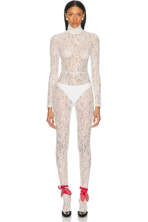 VALENTINO Rebrode Lace Jumpsuit in - White. Size L (also in S, XS).