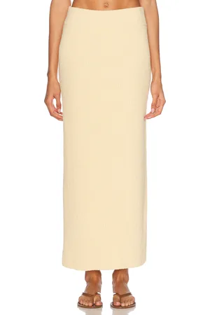 ENZA COSTA Boucle Knit Skirt in - Cream. Size L (also in M, S, XS).