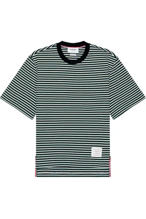Thom Browne Oversized Striped Tee in Navy Green & White - Navy. Size 3 (also in ).