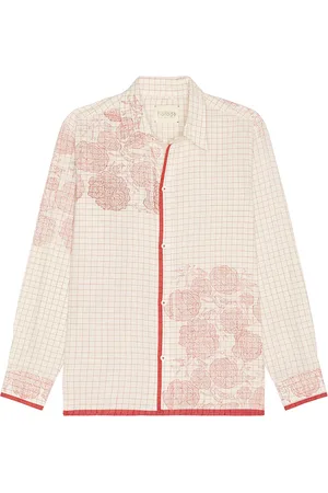 HARAGO Printed Rose Shirt in - White. Size L (also in M, S, XL/1X).
