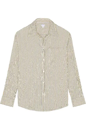 Bottega Veneta Crushed Tech Cotton Poplin Shirt in Beige White & Black - Beige. Size 50 (also in 52).