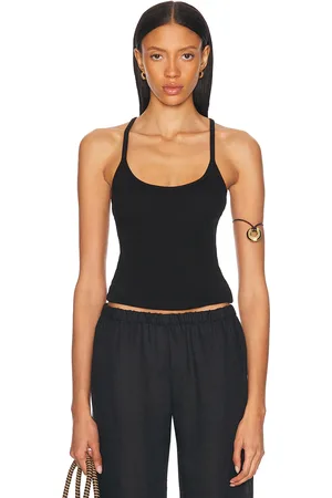 ENZA COSTA Cotton Rib U Tank Top in - . Size L (also in ).
